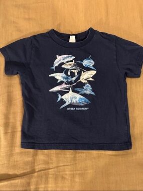 Rabbit Skins Navy Blue Shark Graphic Tee